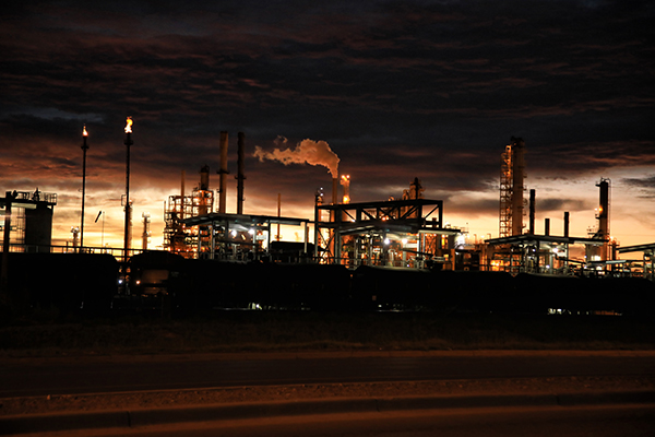 refinery with flaring